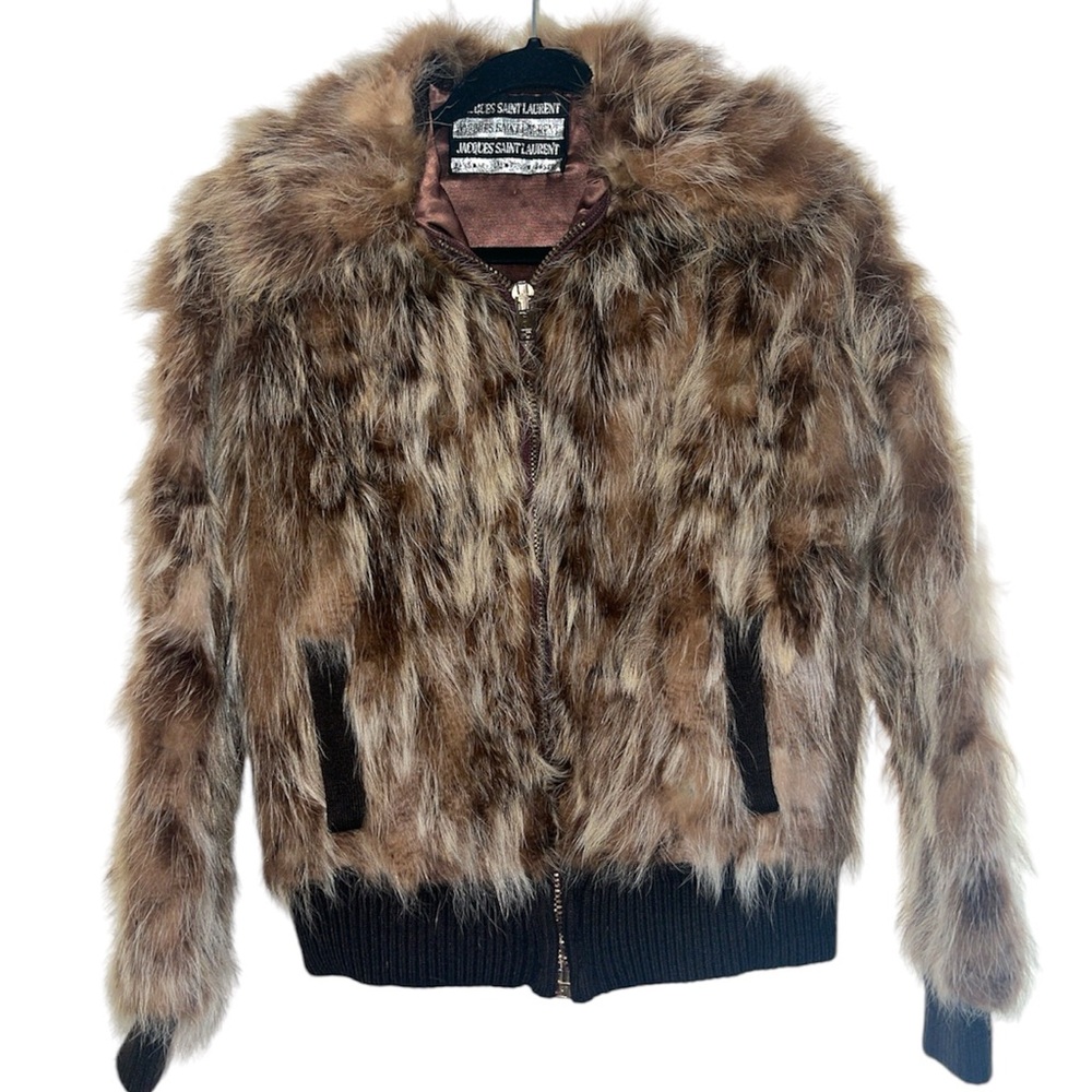 VINTAGE Jacques Saint Laurent 70’s rabbit fur jacket bomber style fall winter